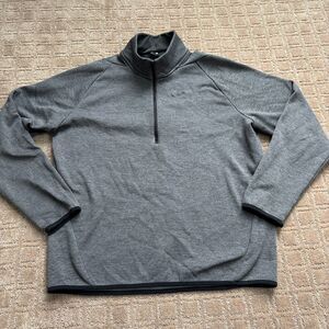 Nike Quarter Zip Sweatshirt Mens M Gray Swoosh Logo Mock Neck Pullover Casual